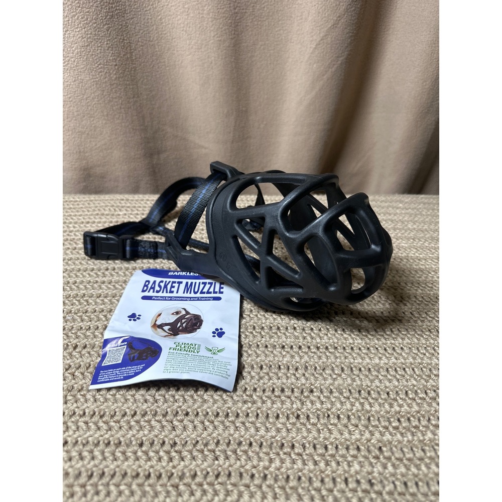 Barkless Basket Muzzle Black Size XL Dog Training Grooming Adjustable Straps
